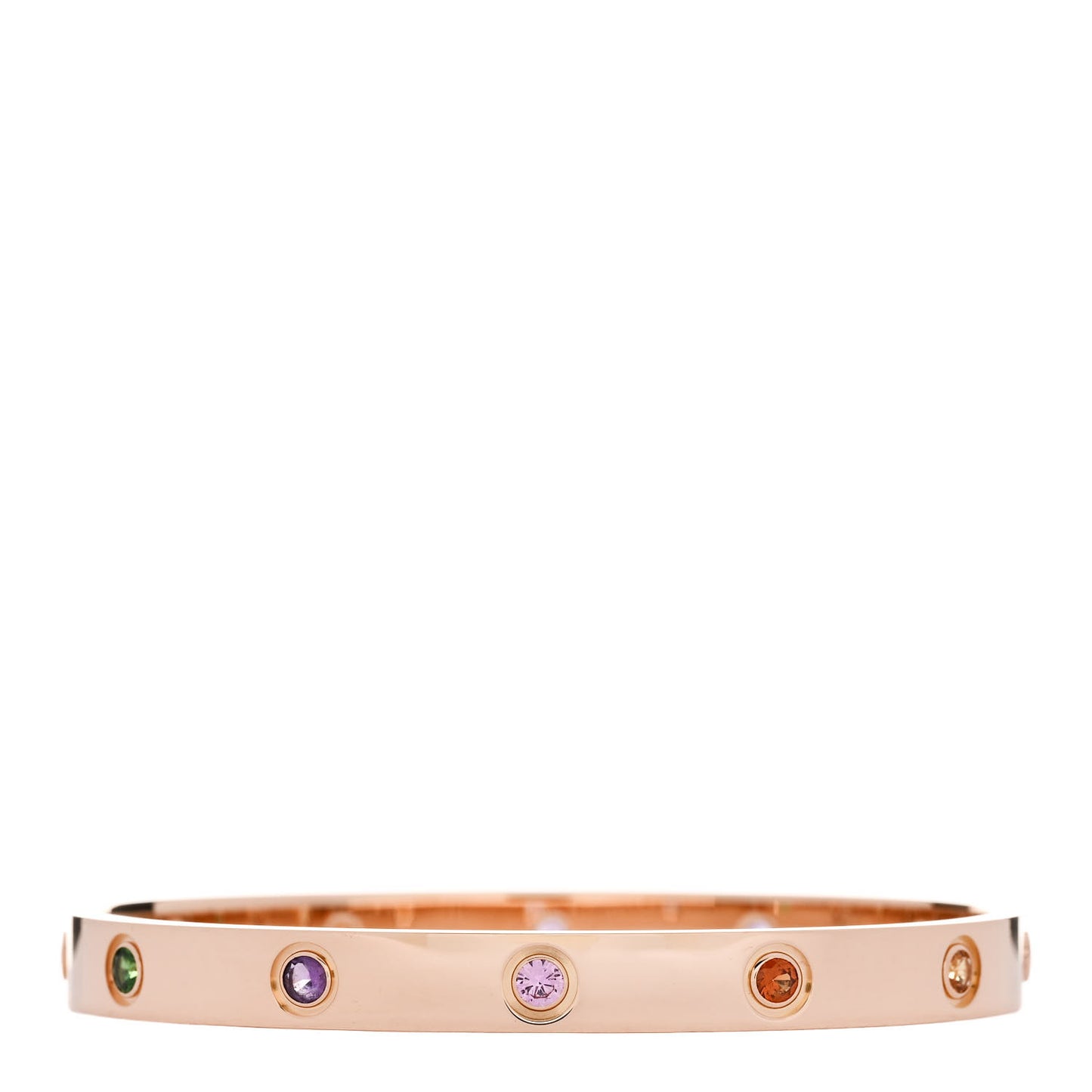 18K Pink Gold Sapphire Garnet Amethyst LOVE Bracelet 17