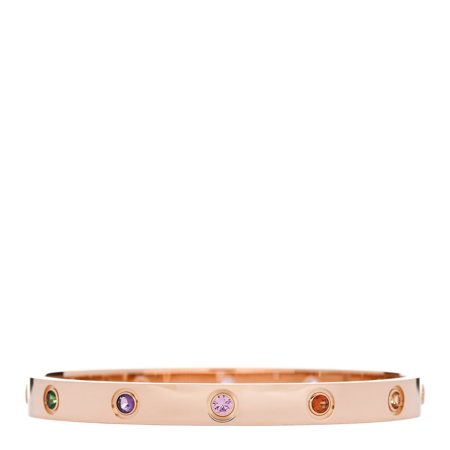 Cartier 18K Pink Gold Sapphire Garnet Amethyst LOVE Bracelet 17 2 of 9