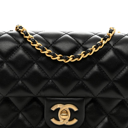 Chanel Lambskin Enamel Quilted Mini Coco Hearts Square Flap Black 8 of 10