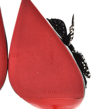 Christian Louboutin Patent Velvet Madame Menule Bow 100 Pumps 36 Black 9 of 11