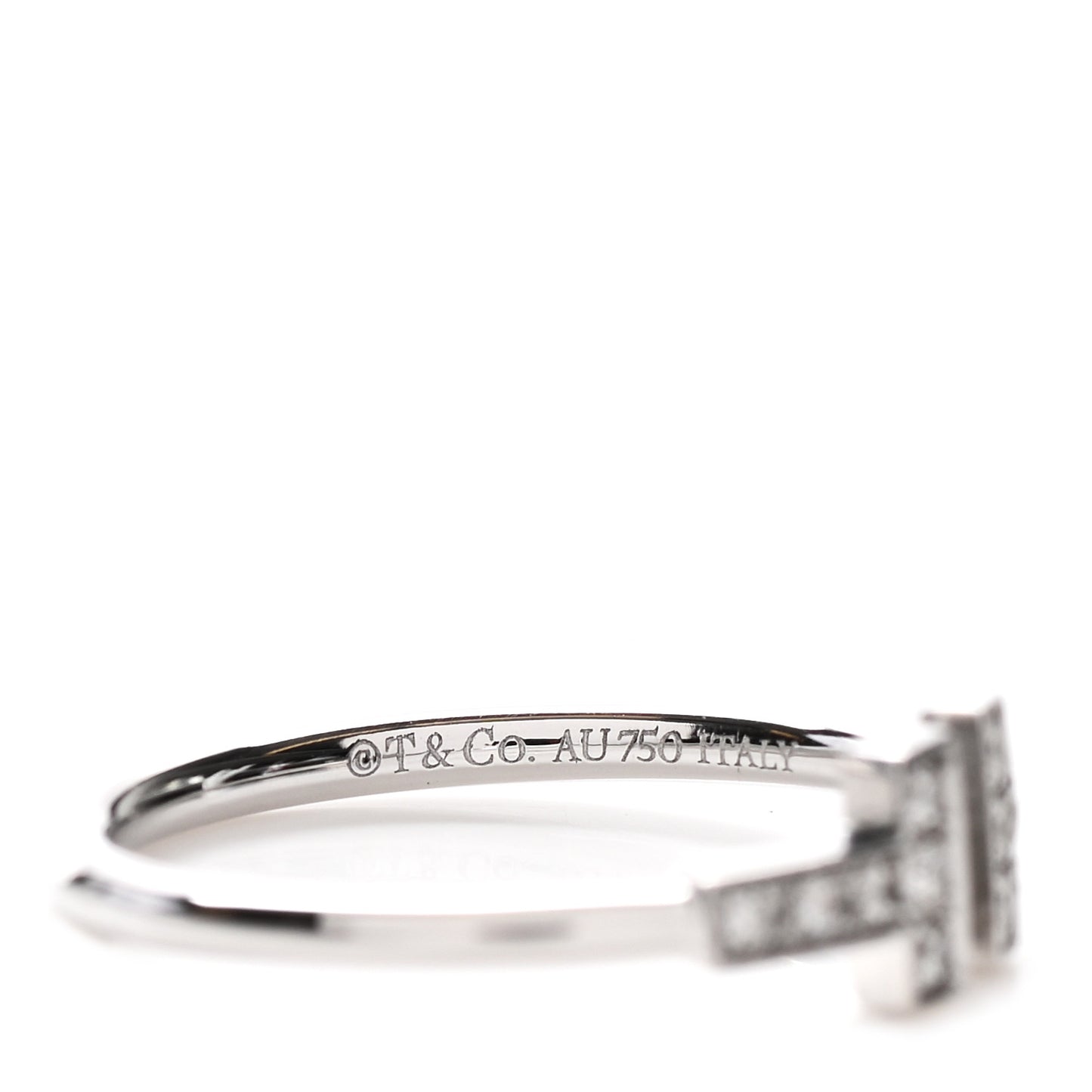 18K White Gold Diamond T Wire Ring 56 7.5