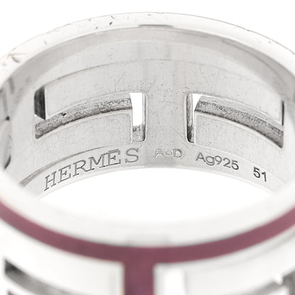 Hermes Sterling Silver Enamel Arcane Move H Ring 51 5.75 Rose 4 of 4