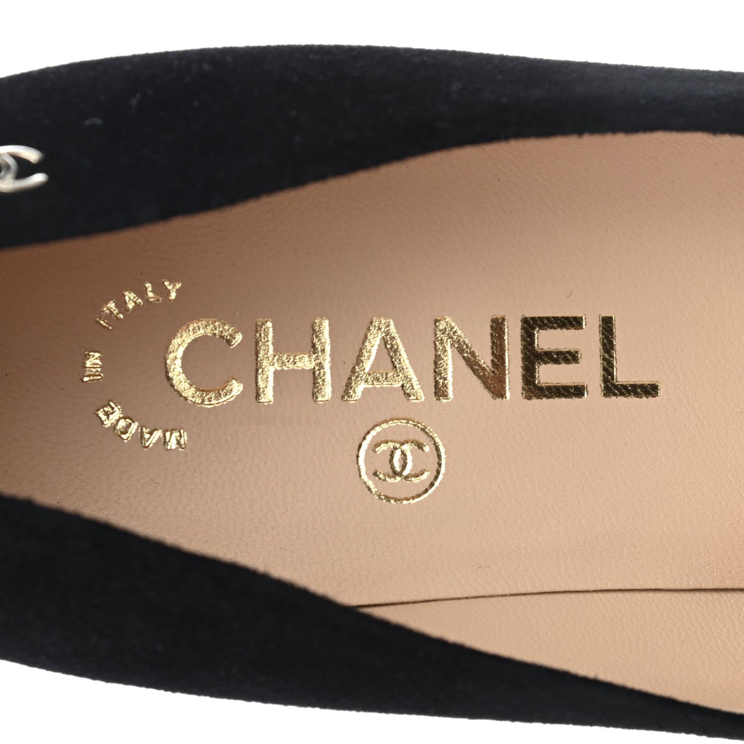 Chanel Suede CC Cap Toe Pumps 38.5 Black 7 of 8