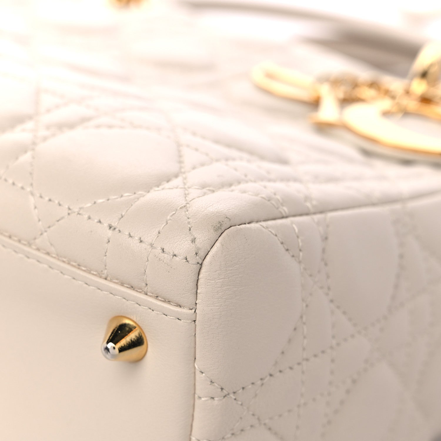 Christian Dior Lambskin Cannage Medium Lady Dior Light Beige 9 of 14