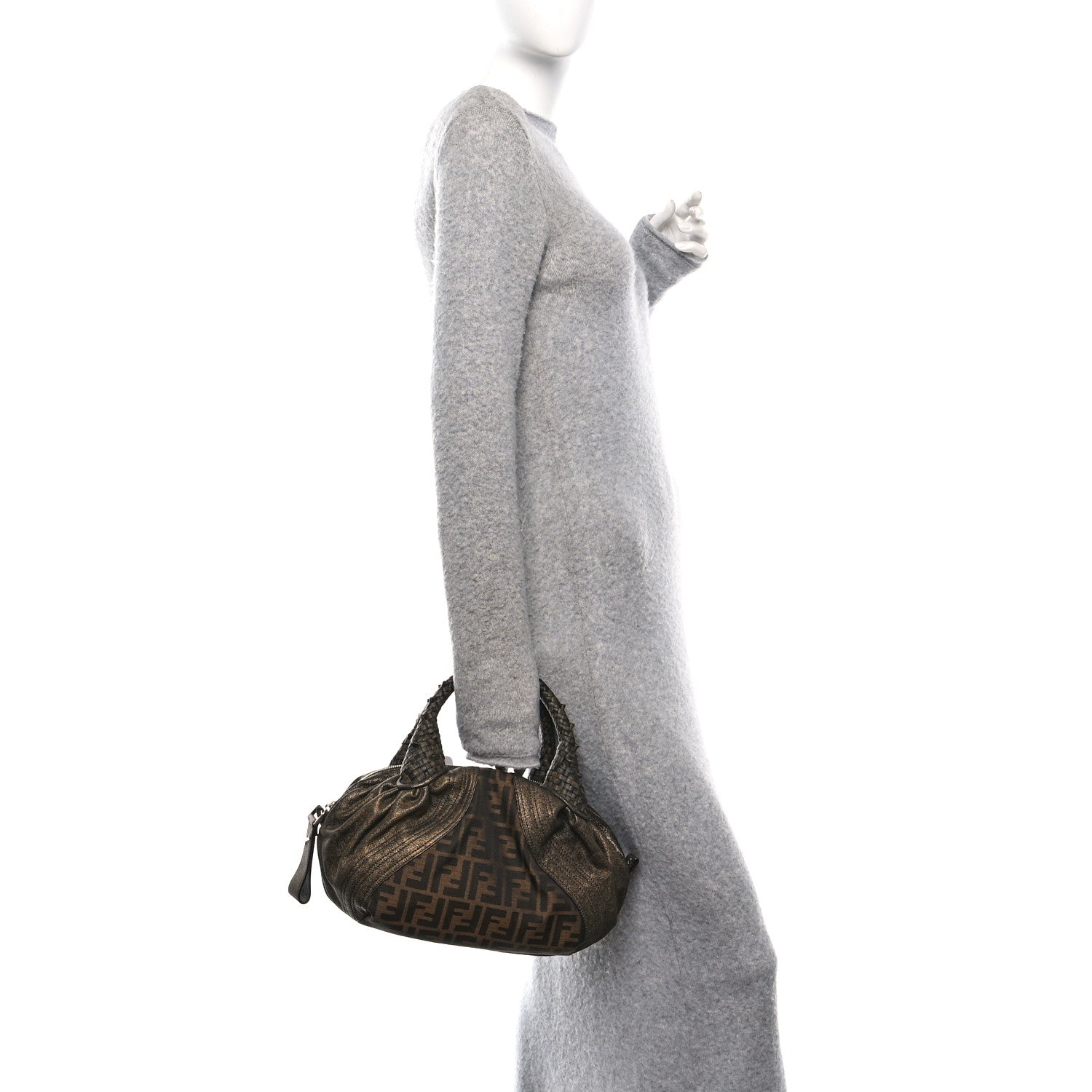 Fendi Zucca Nappa Nuvolata Vitello Tortuga Spy Bowler Tobacco Moro 2 of 12