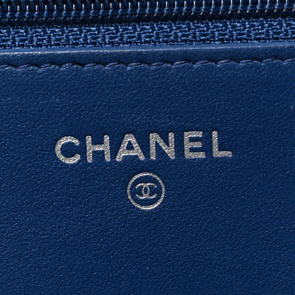 Chanel Caviar Quilted Boy Wallet On Chain WOC Blue 6 of 10