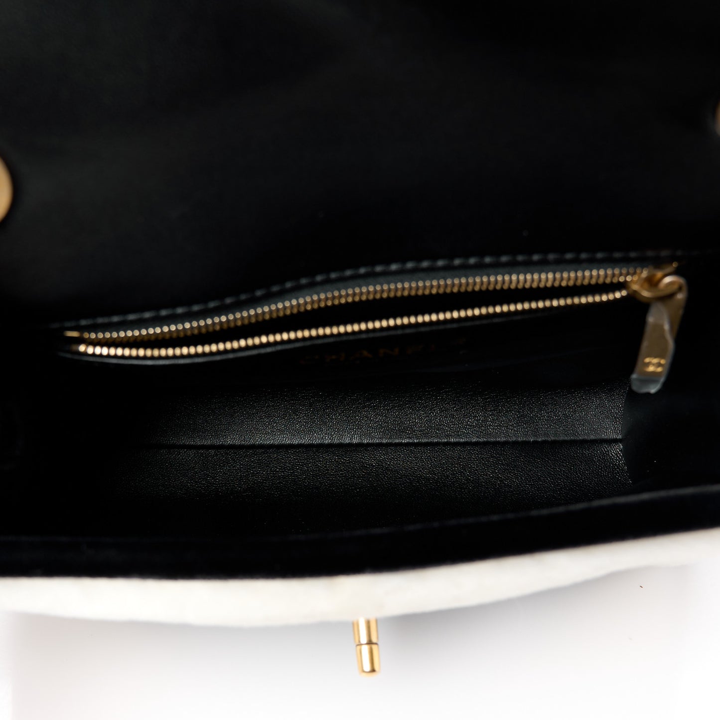 Shearling Checkered Flap Bag Black White