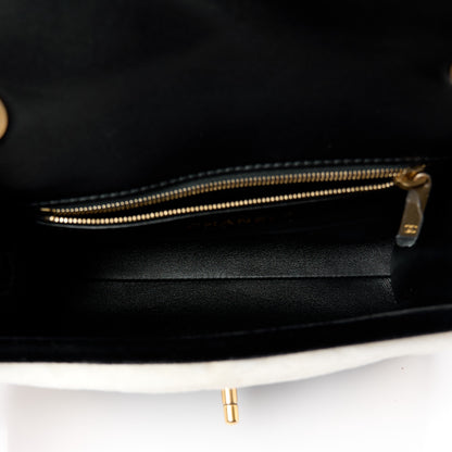 Chanel Shearling Checkered Flap Bag Black White 5 of 12