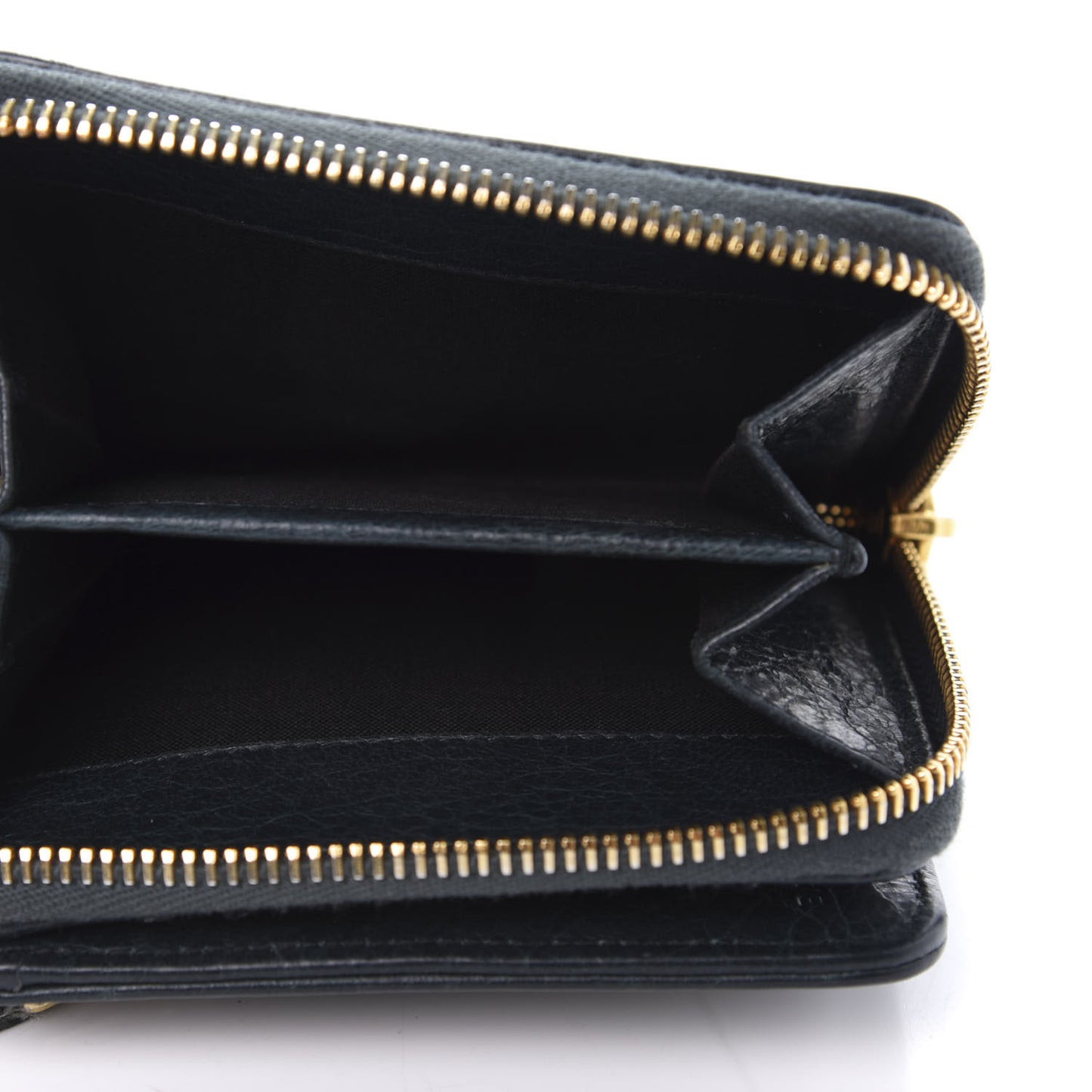 Agneau Giant 12 Gold Hardware Bill Fold Zip Wallet Vert Pinede