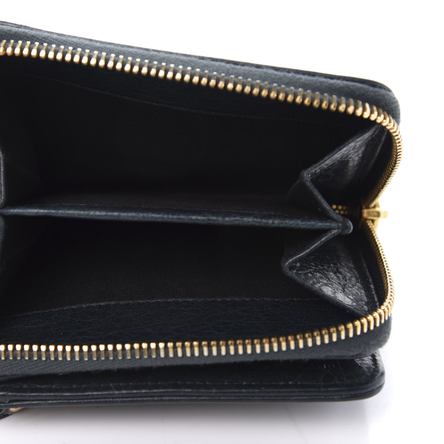 Balenciaga Agneau Giant 12 Gold Hardware Bill Fold Zip Wallet Vert Pinede 6 of 12