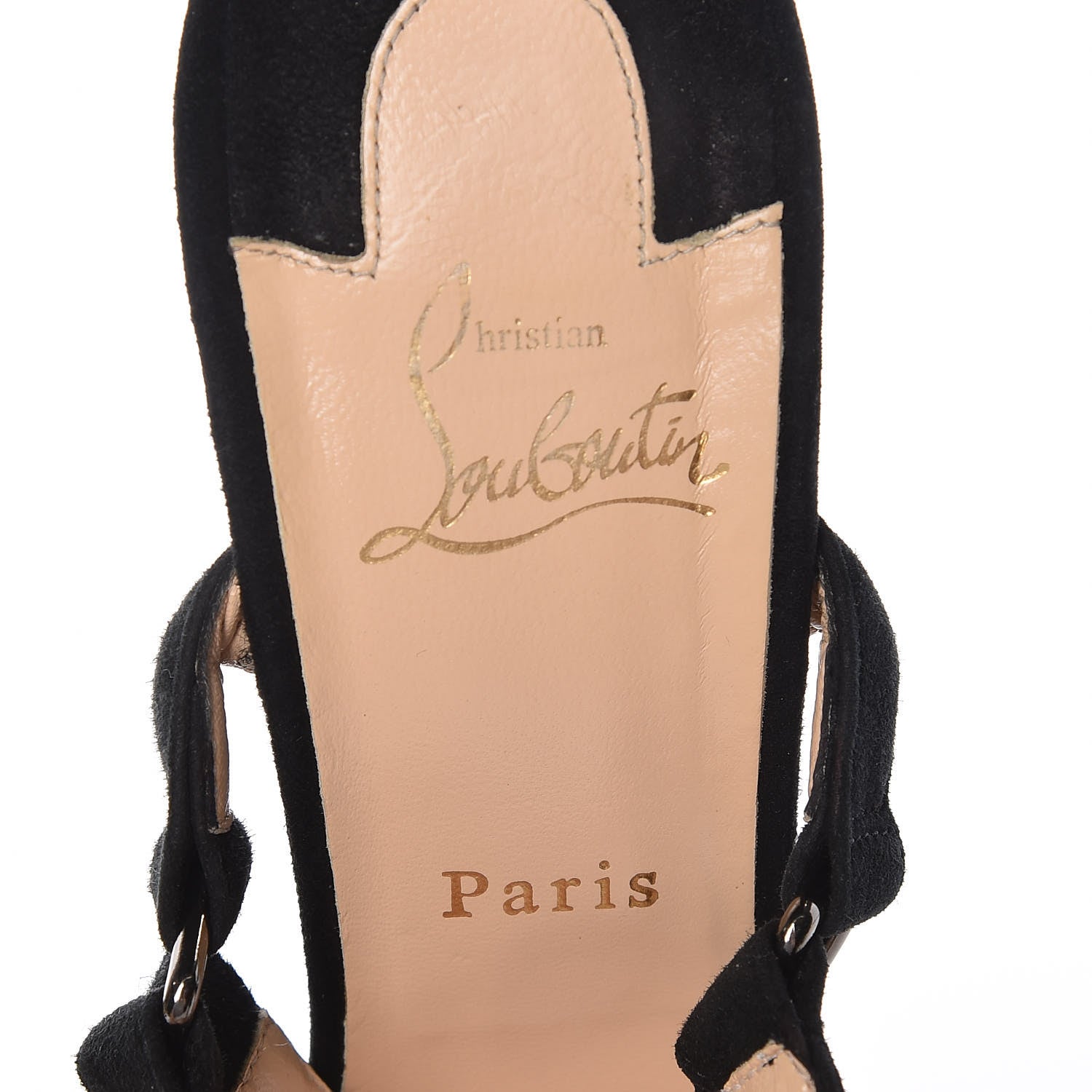 Christian Louboutin Calfskin Suede Cataclou 140 Wedge Sandals 39 Black Dark Gun 7 of 13