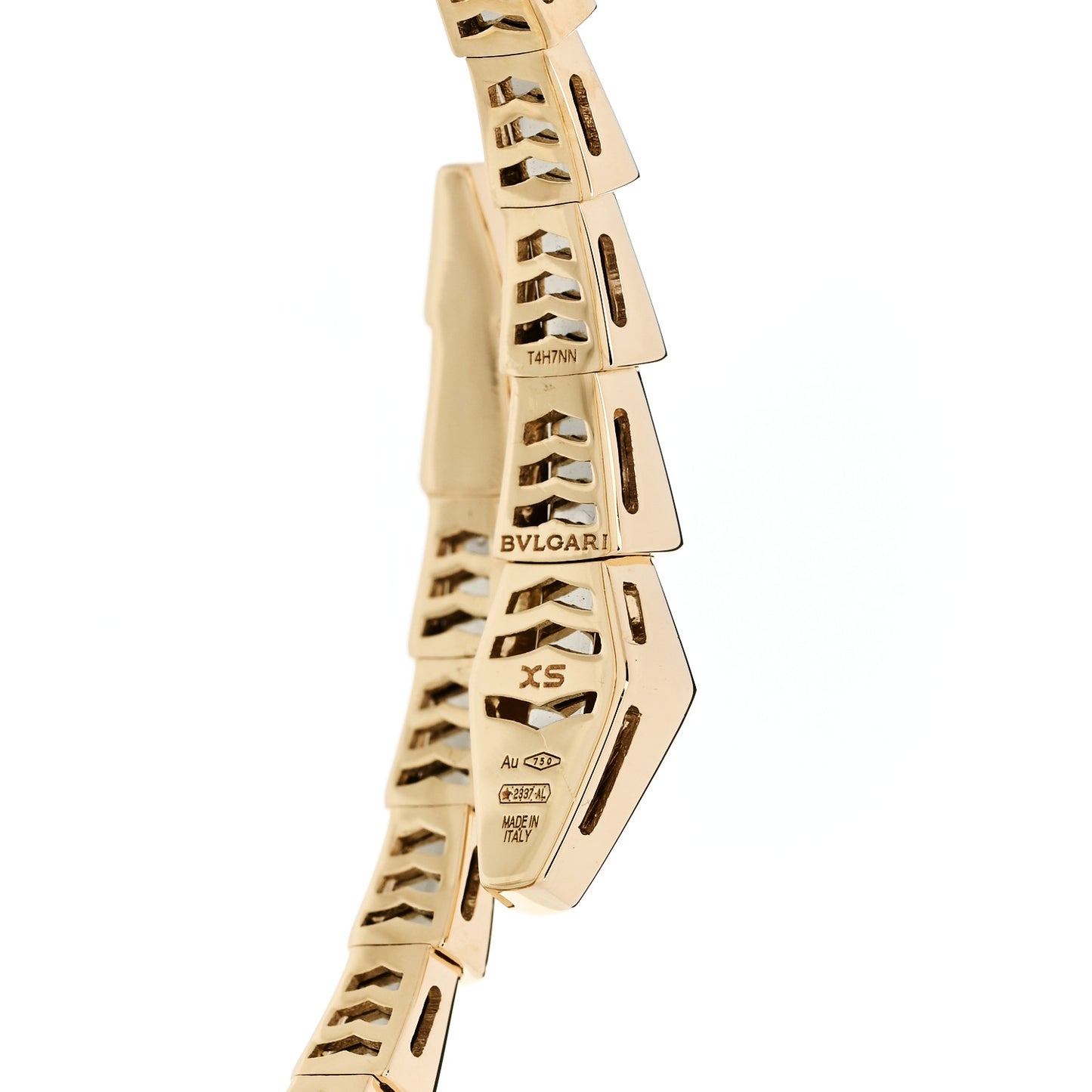 18K Yellow Gold Diamond Serpenti Viper Bracelet XS