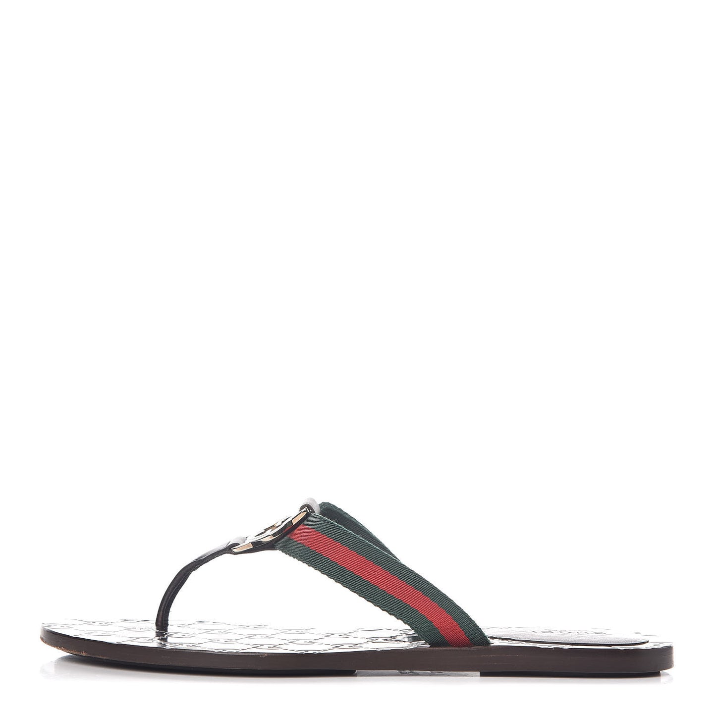 Nylon Guccissima Web Womens Thong Sandals 38.5 Green Red Cocoa