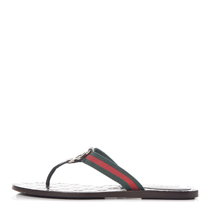 Gucci Nylon Guccissima Web Womens Thong Sandals 38.5 Green Red Cocoa 1 of 8