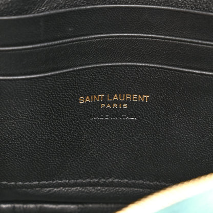 Saint Laurent Grain De Poudre Matelasse Monogram Mini Lou Camera Bag Blue Vert 6 of 9