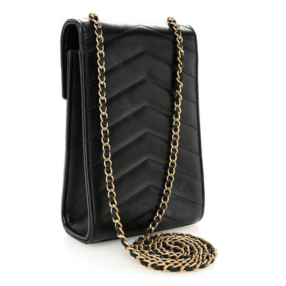 Chanel Calfskin Chevron Quilted Medal Mini Clutch With Chain  Black 3 of 14
