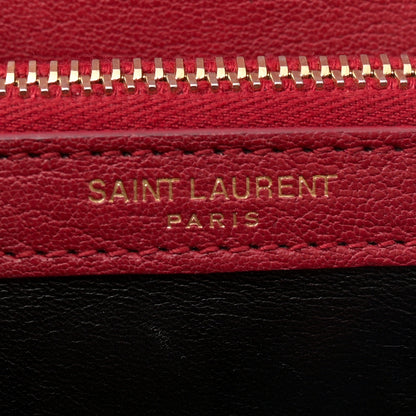 Saint Laurent Sheepskin Matelasse Chevron Monogram Medium College Bag Rouge 6 of 14