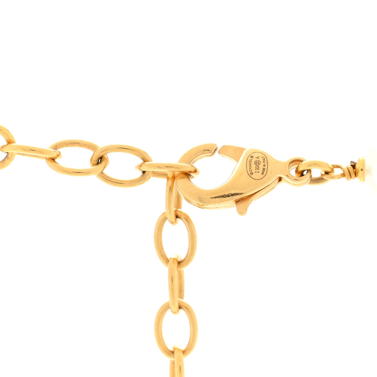 Metal Pearl Crystal CC Star Necklace Gold