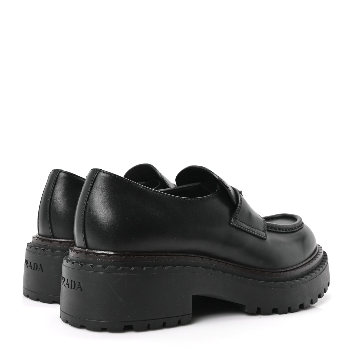 Spazzolato Metal Triangle Logo Mens 35mm Loafers 9.5 Black