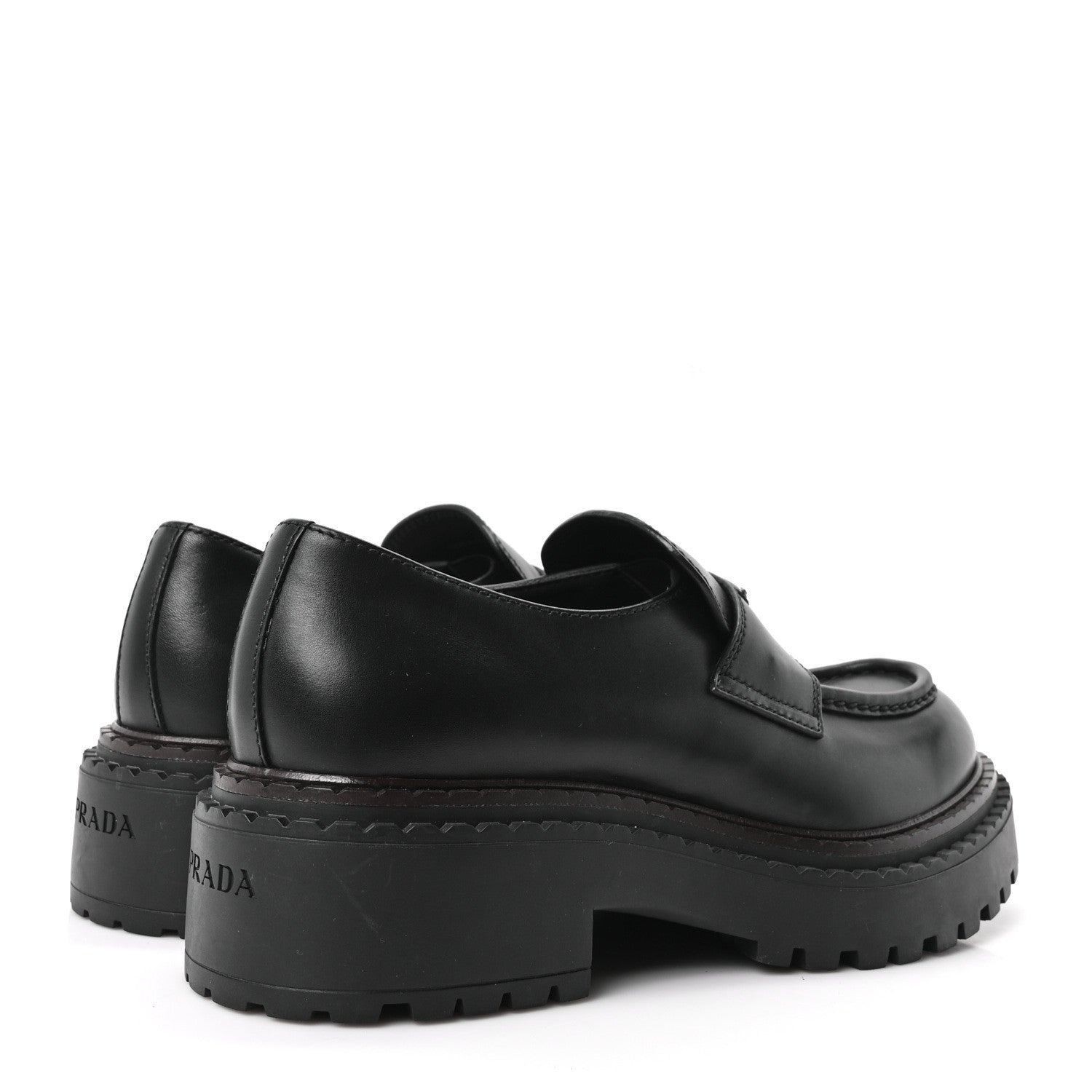 Prada Spazzolato Metal Triangle Logo Mens 35mm Loafers 9.5 Black 4 of 10