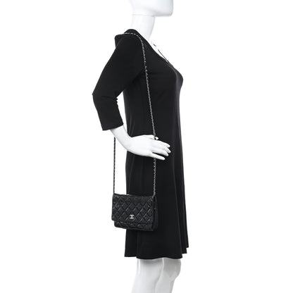 Chanel Patent Quilted Wallet On Chain WOC Black 2 of 12