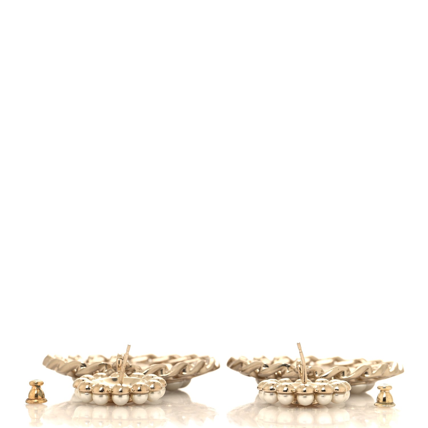 Chanel Pearl CC Drop Earrings Light Gold 3 of 4