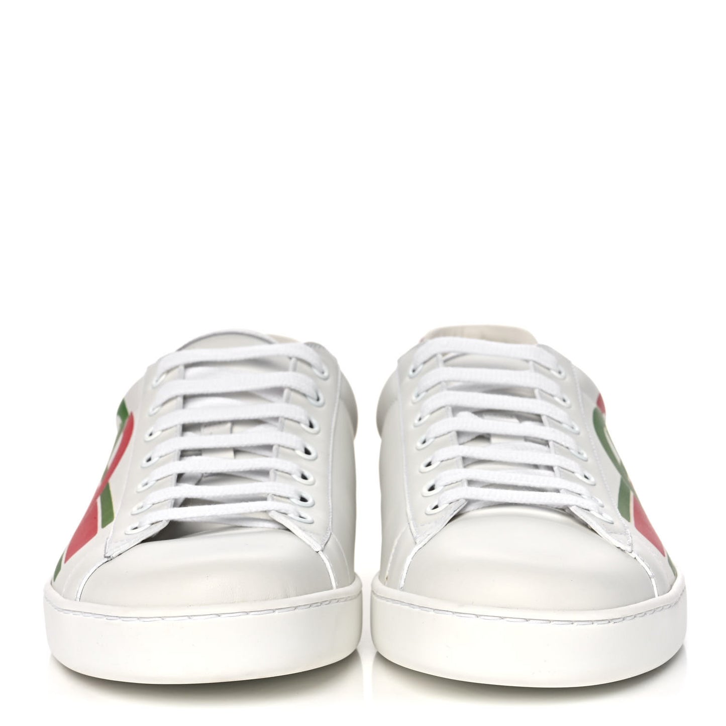 Calfskin Interlocking G Mens New Ace Sneakers 9 White Red Flame Green