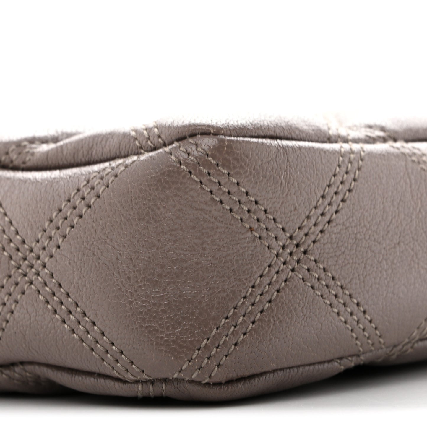 Grained Lambskin Quilted Mini Becky Double Zip Bag Taupe