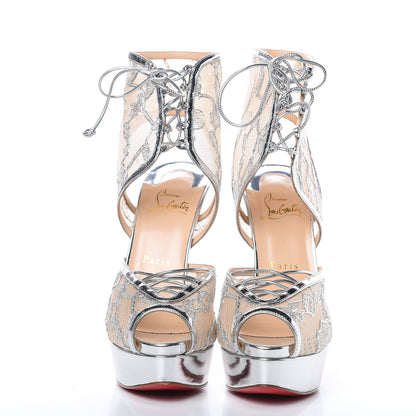 Christian Louboutin Metallic Dentelle Lurex Jose Altafine 150 Bootie 38.5 Silver 2 of 8