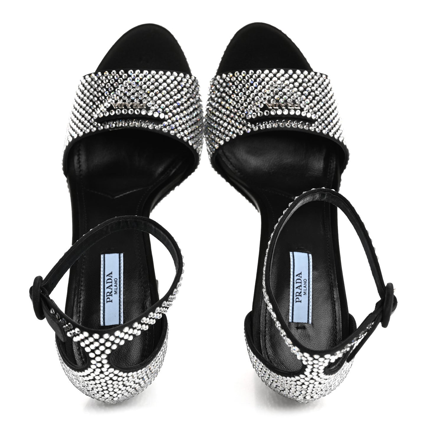 Satin Crystal Triangle Logo 40/135mm Platform Sandals 39 Cristal