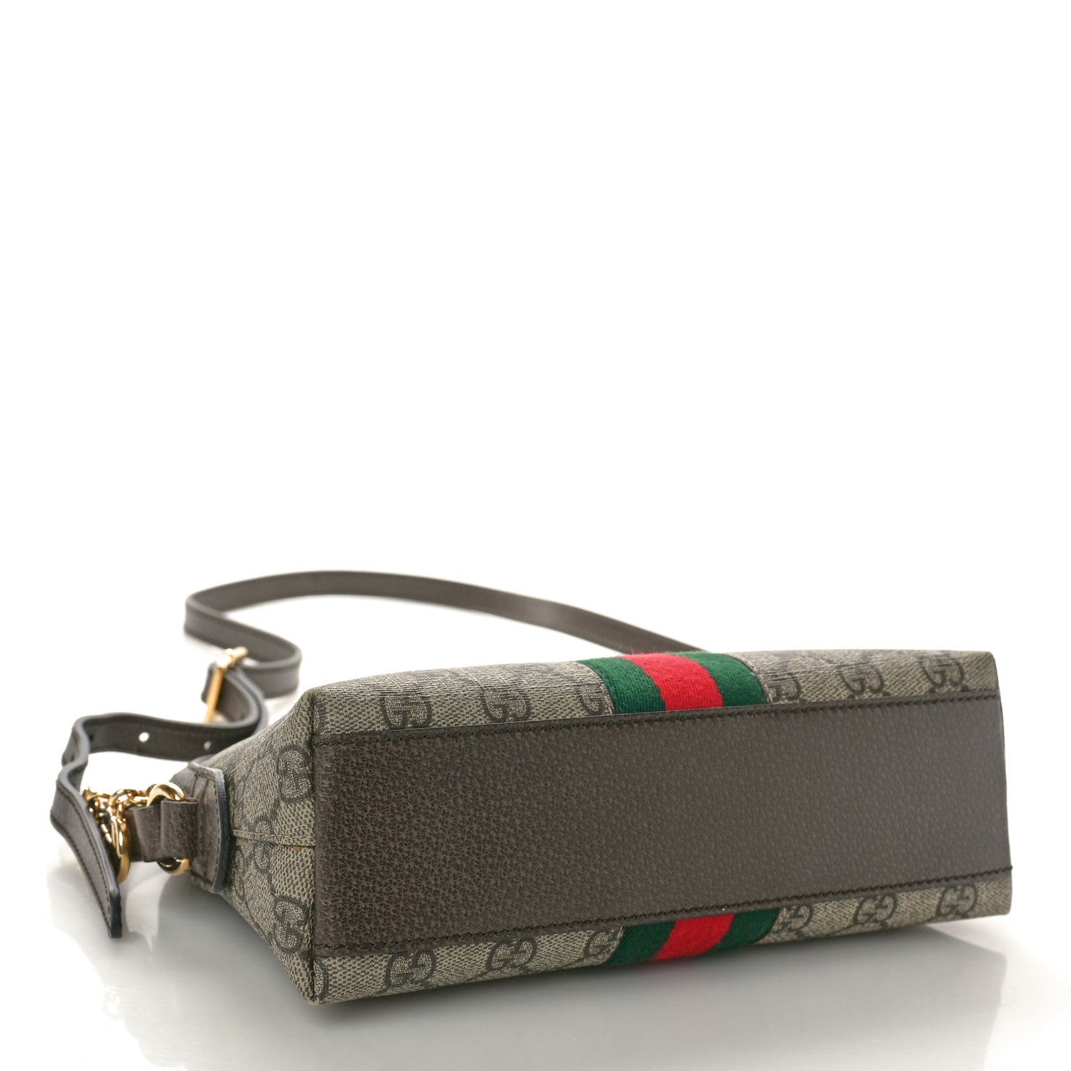 Gucci GG Supreme Monogram Textured Dollar Calfskin Web Small Ophidia Dome Shoulder Bag Beige Ebony New Acero 4 of 10