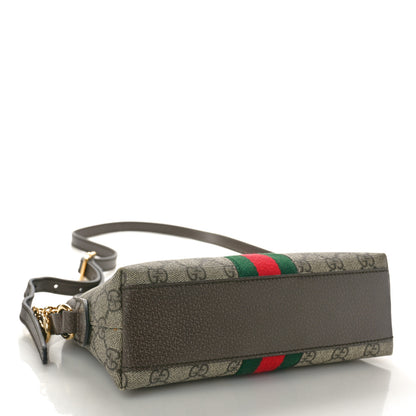 Gucci GG Supreme Monogram Textured Dollar Calfskin Web Small Ophidia Dome Shoulder Bag Beige Ebony New Acero 4 of 10