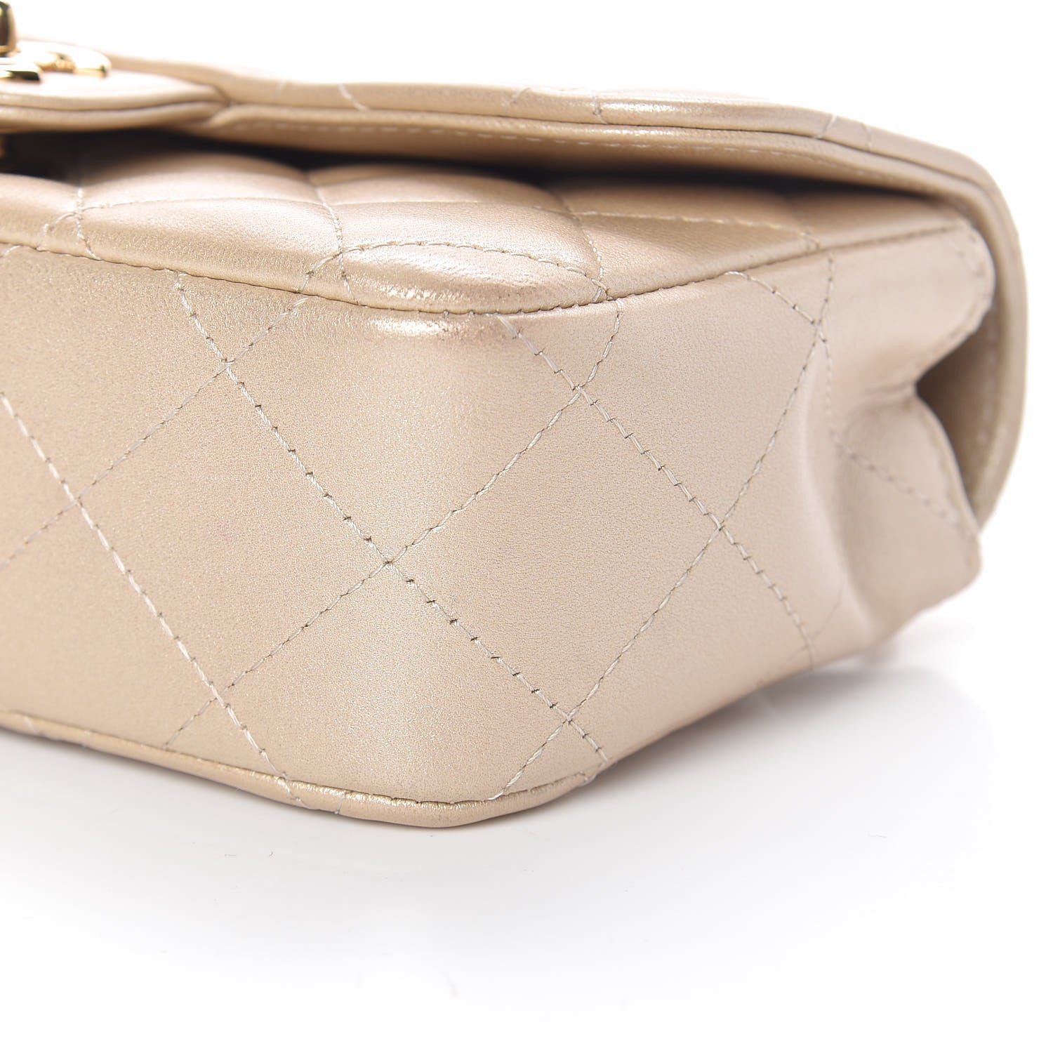 Chanel Metallic Lambskin Quilted Extra Mini V For Victory Flap Light Gold 10 of 11