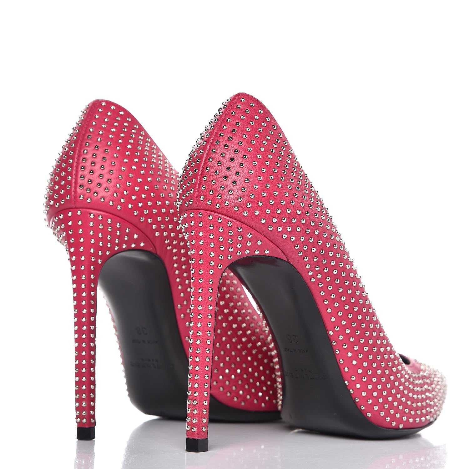 Saint Laurent Calfskin Micro Stud Paris 105 Pumps 38 Fuchsia 4 of 12