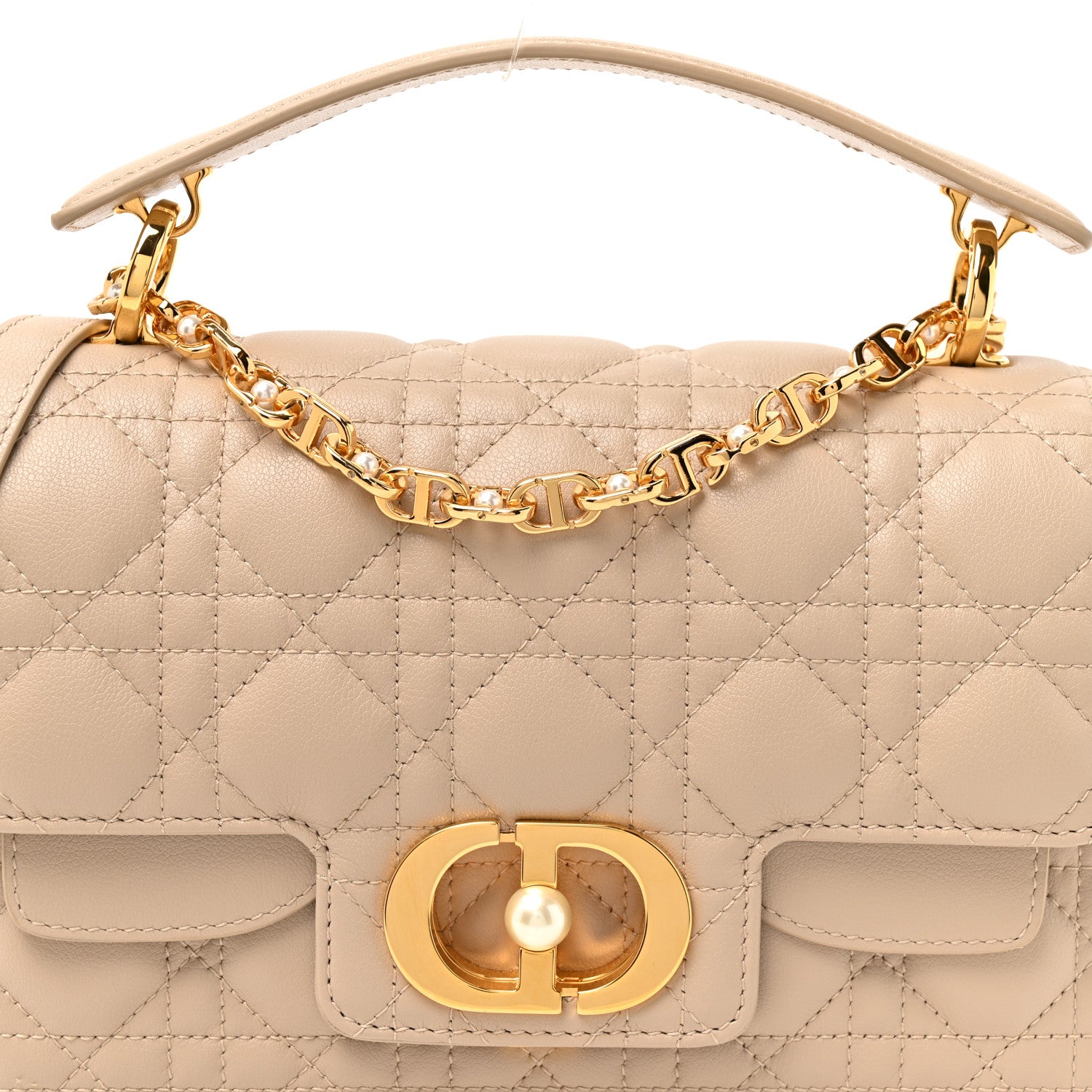 Christian Dior Lambskin Cannage Small Jolie Top Handle Bag Powder Beige Latte 9 of 11