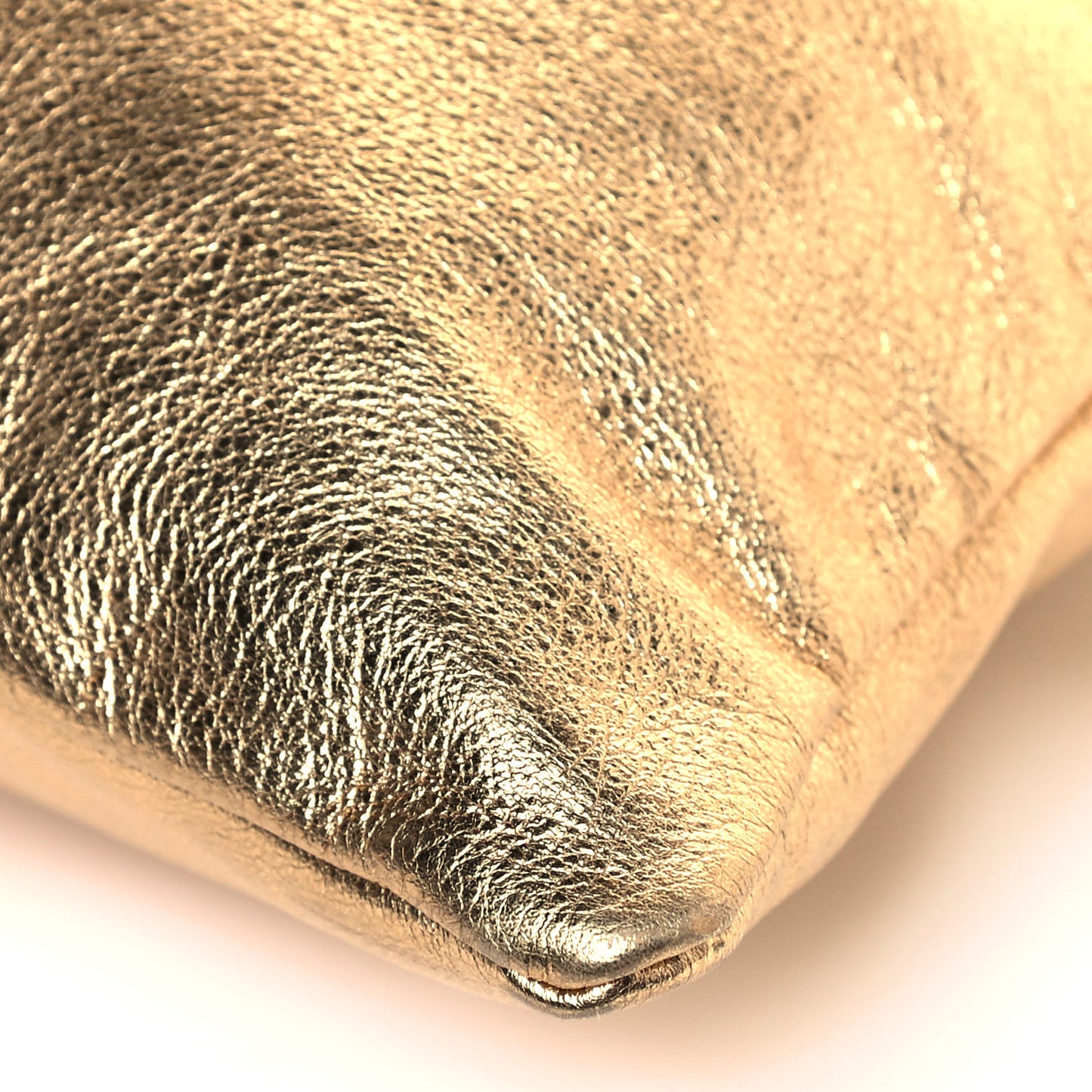 Laminated Calfskin Medium Drawstring Pouch Bag Oro Black