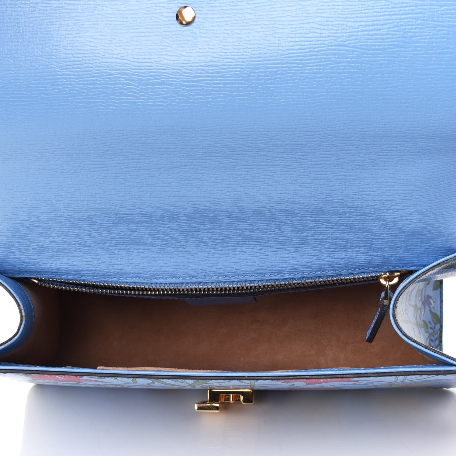 Gucci Shangai Calfskin Web New Flora Small Sylvie Shoulder Bag Azure 4 of 4