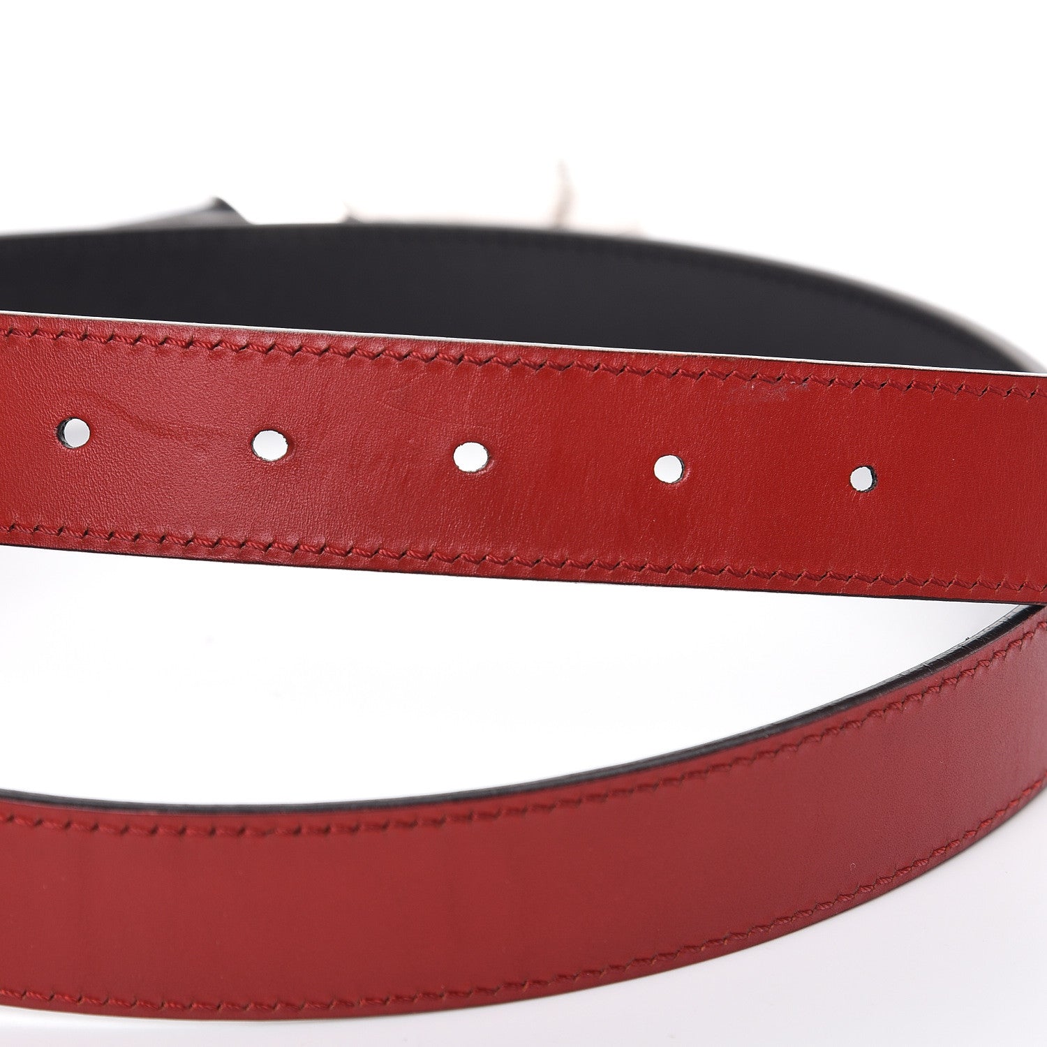 Fendi Vitello Monster Eyes Buckle Belt 100 40 Red Black