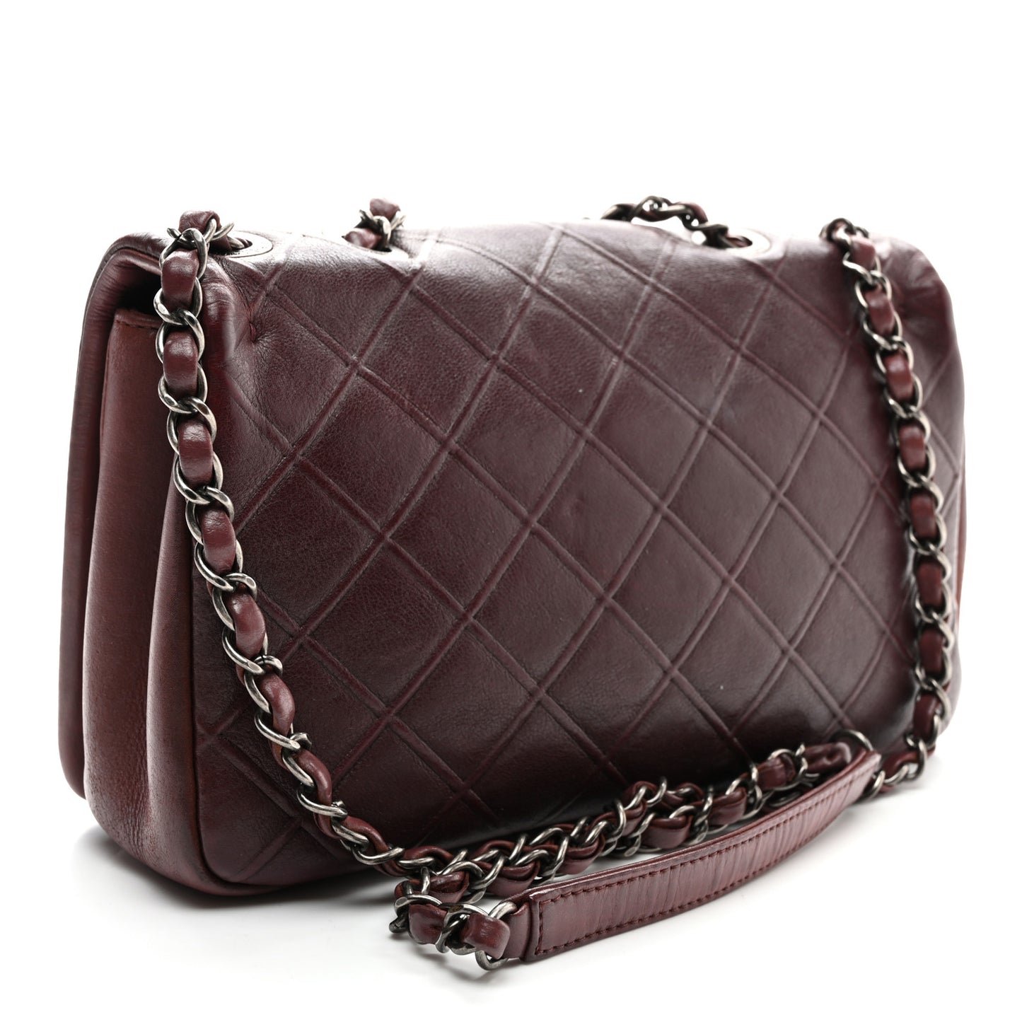 Calfskin Diamond Embossed New Chic Flap Burgundy