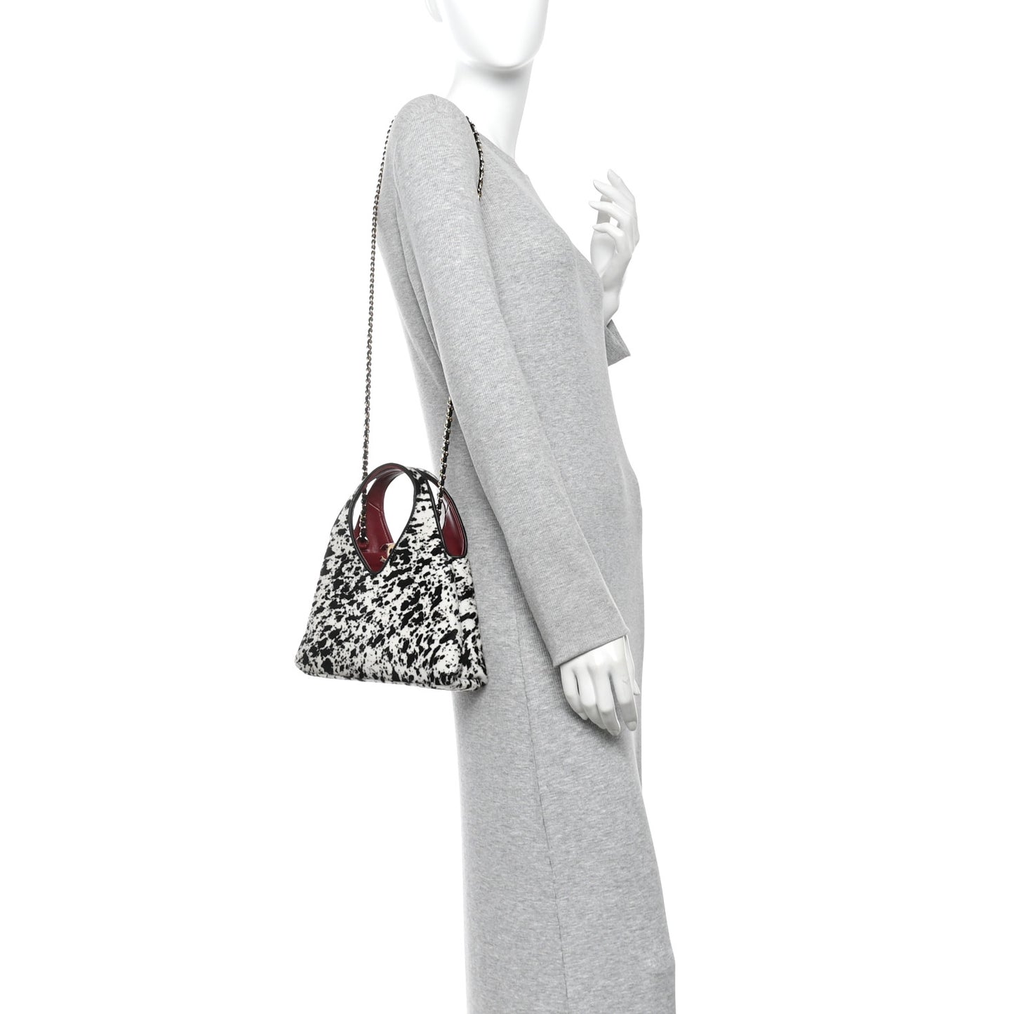 Pony Hair Printed Chic Lady Small Shopping Tote White Black
