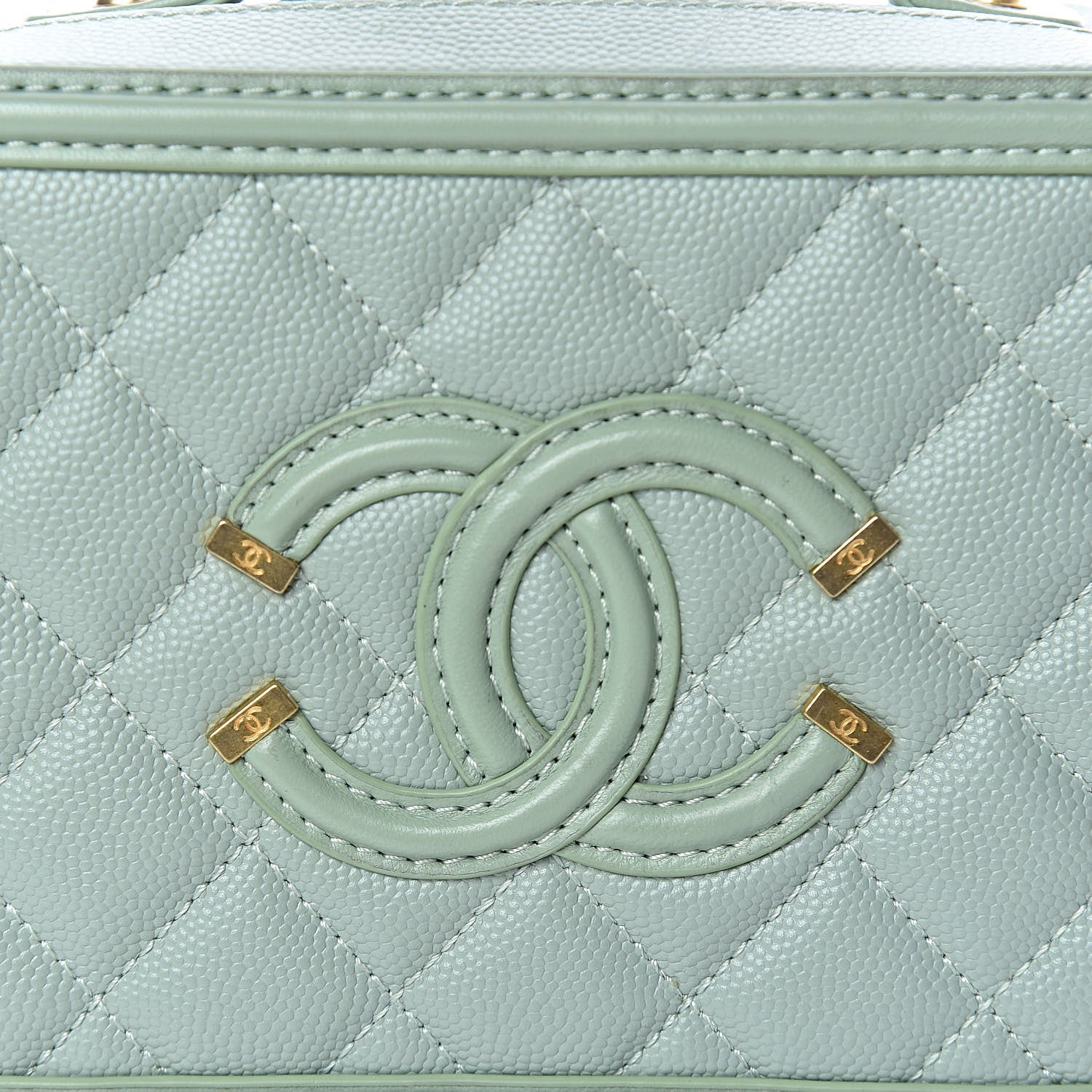 Chanel Caviar Quilted Small CC Filigree Vanity Case Mint 10 of 10