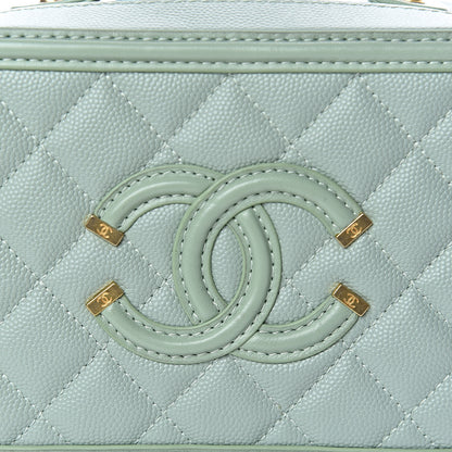 Chanel Caviar Quilted Small CC Filigree Vanity Case Mint 10 of 10
