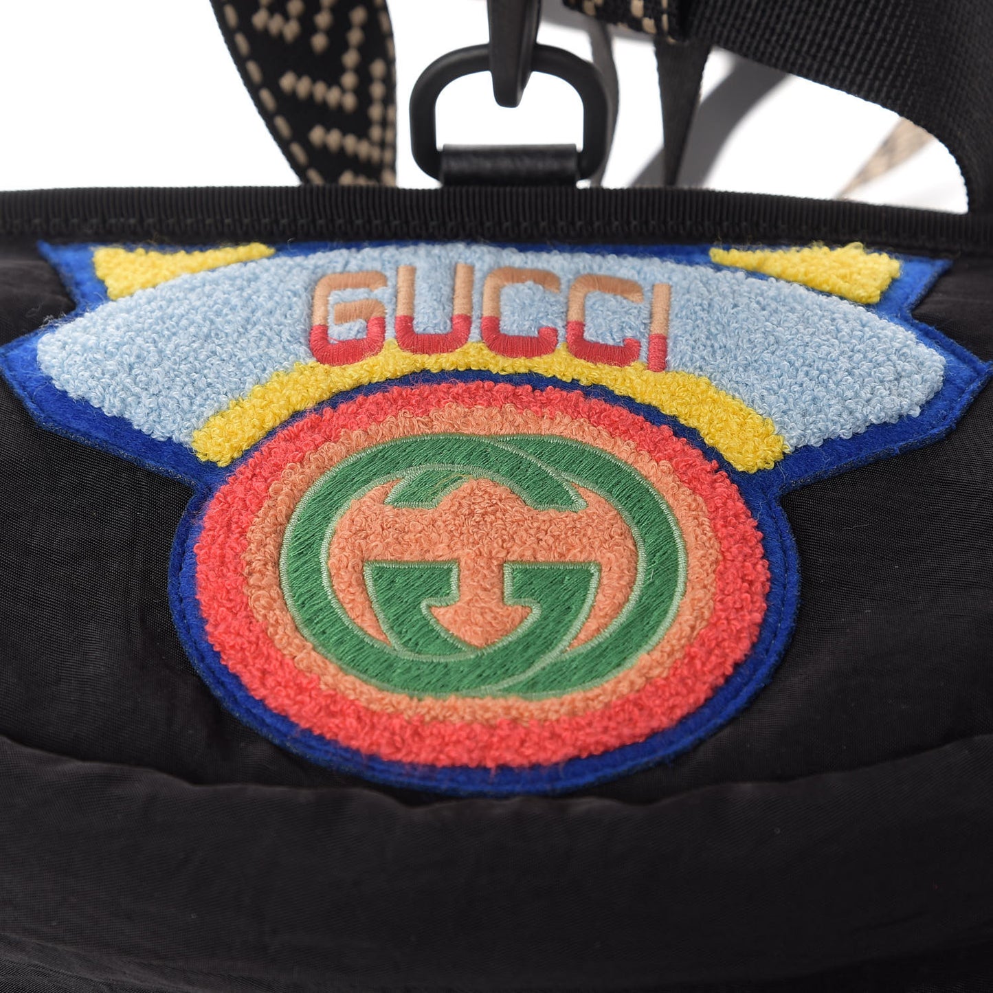 Nylon 80s Logo Patch Belt Bag Black