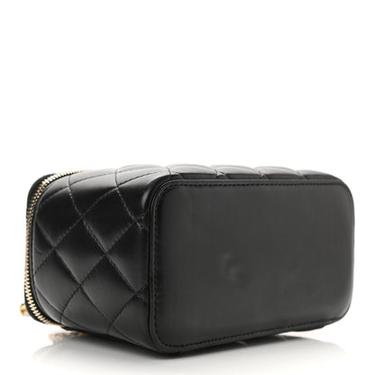 Chanel Lambskin Quilted Small Pearl Crush Vanity Case With Chain Black 4 of 12