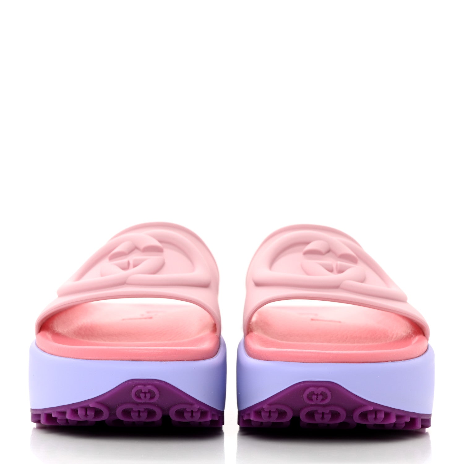 Gucci Soft Rubber Womens Interlocking G Platform 42mm Slide Sandals 38 Sugar Pink 2 of 9