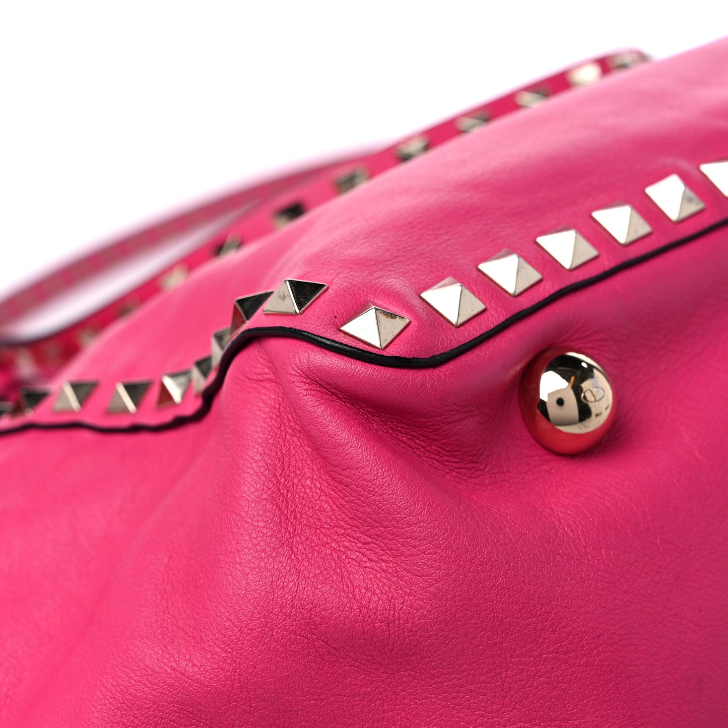 Vitello Medium Rockstud Tote Fuxia