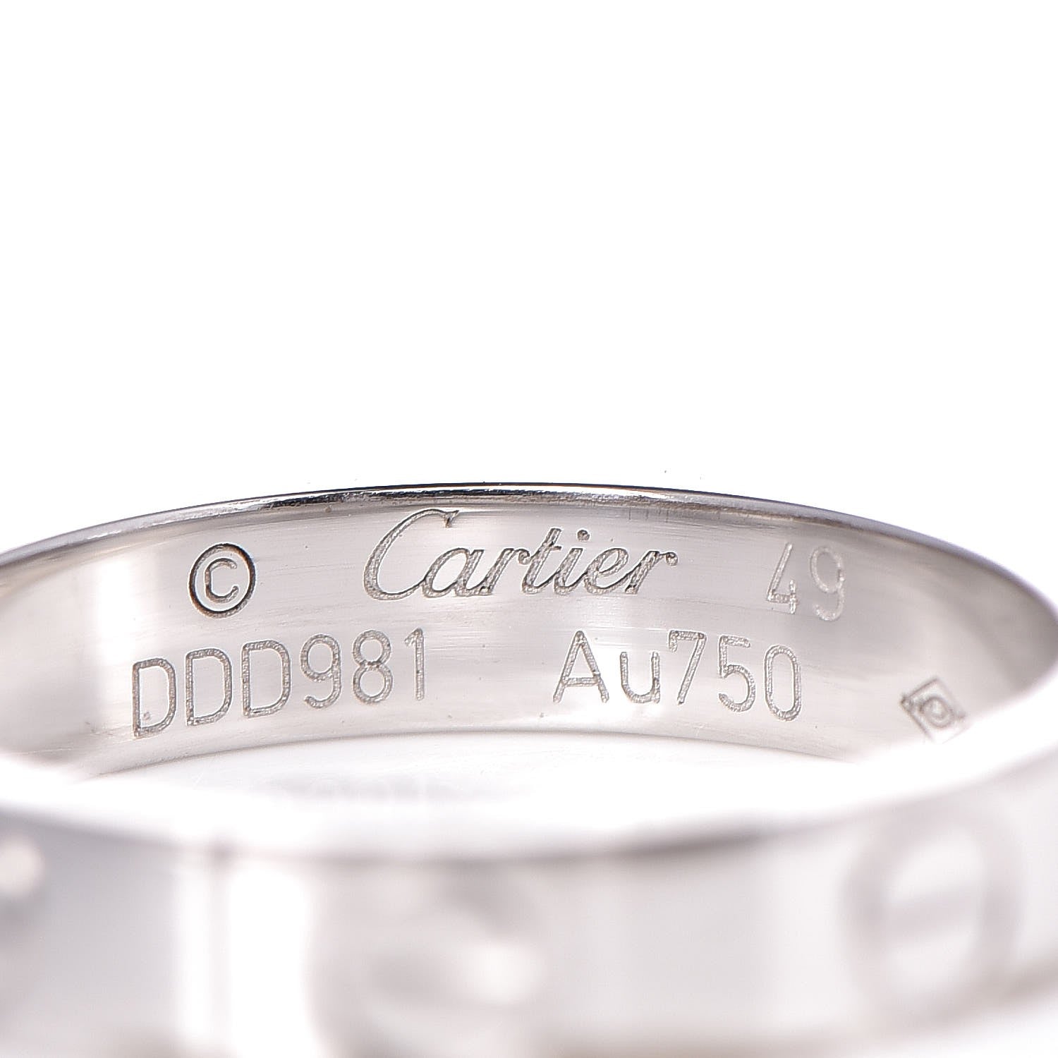 Cartier 18K White Gold 3.5mm LOVE Wedding Band Ring 49 5 3 of 3