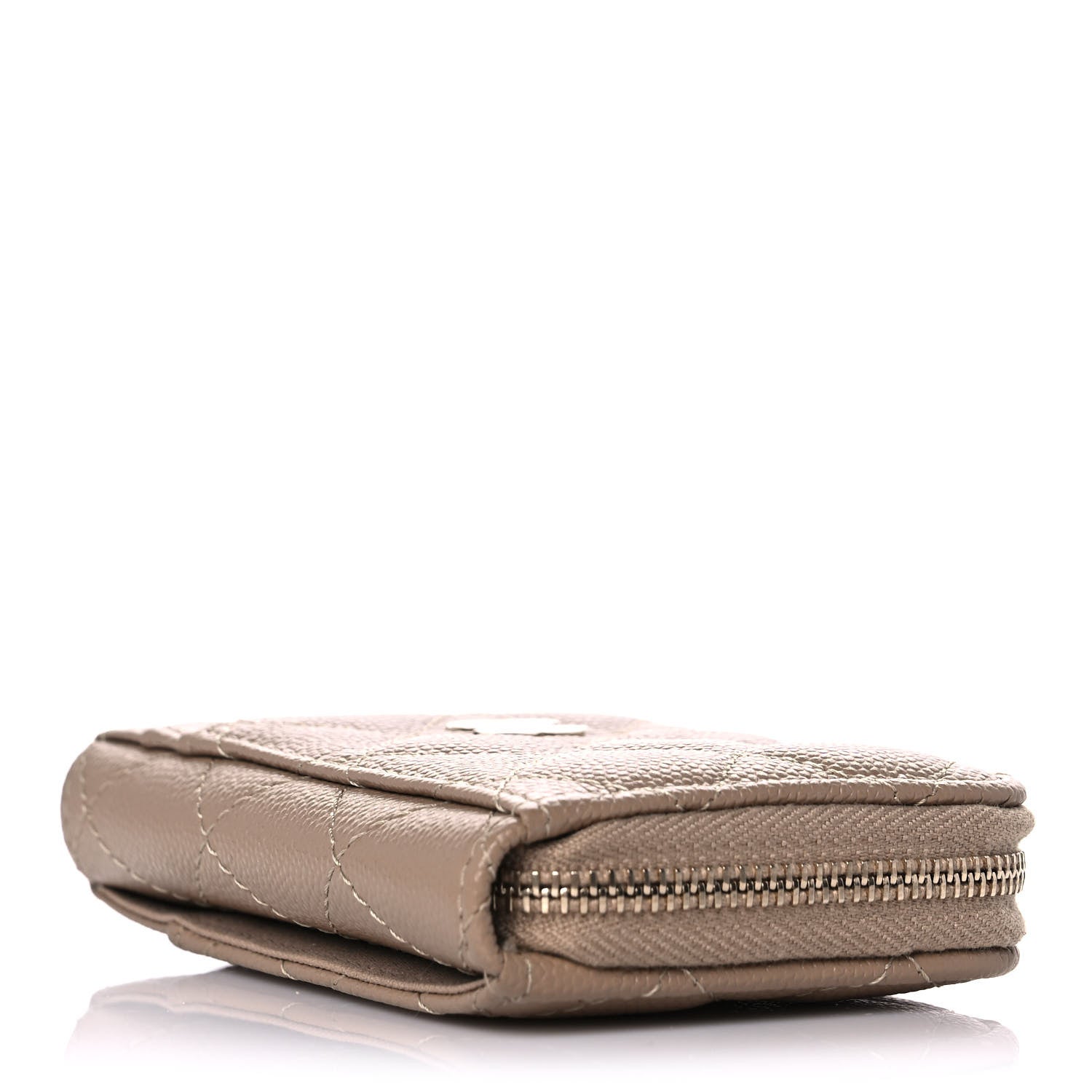 Chanel Caviar Quilted Zip Card Holder Beige 4 of 10