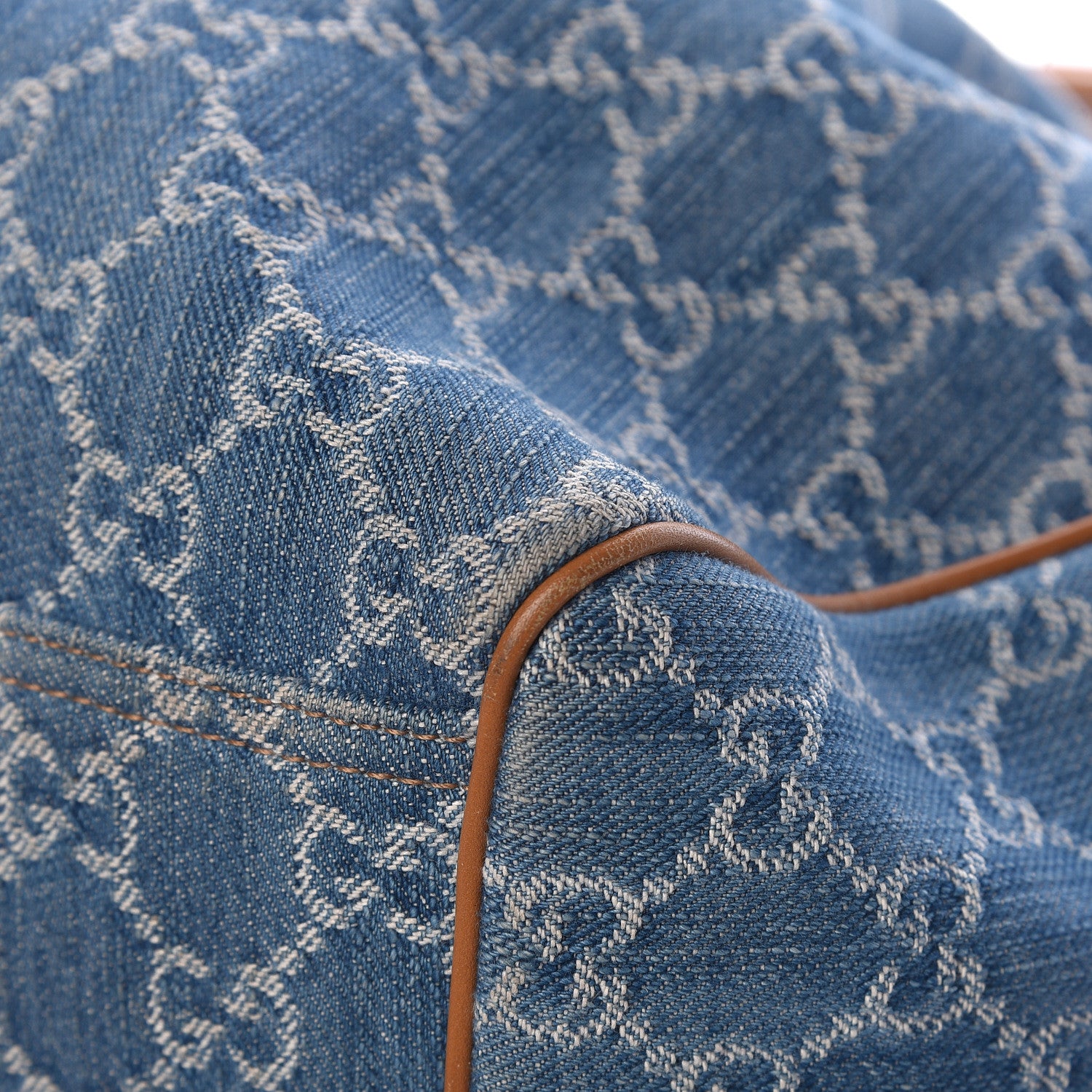 Gucci Denim Monogram Medium Sukey Tote Blue 16 of 20