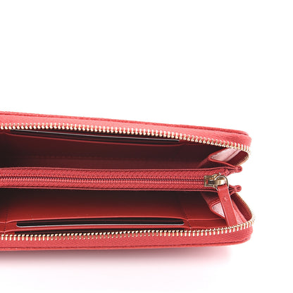 Chanel Caviar Camellia Embossed Medium Zip Around Wallet Red 4 of 8
